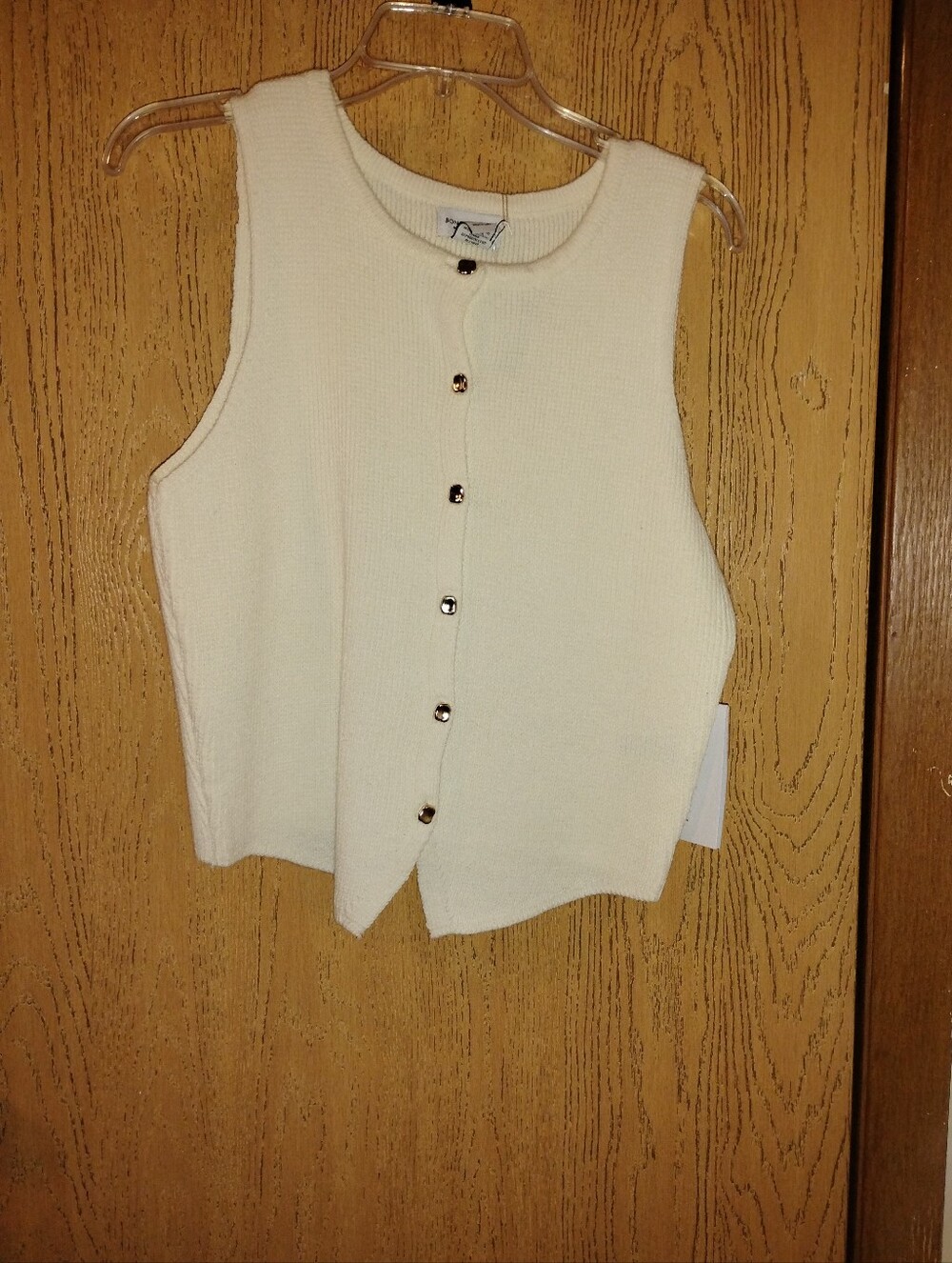 Song of Style by Aimee Song Cream Knit Button-Front Sweater Vest / Tank (Large)